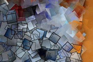 Jason Freedman, Abstract, Digital Art, Orange, Blue, Square, Pattern, Texture, Outline