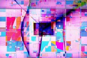 digital Art, Abstract, Geometry, Colorful, Rectangle, Triangle, Square, Lines, Pink