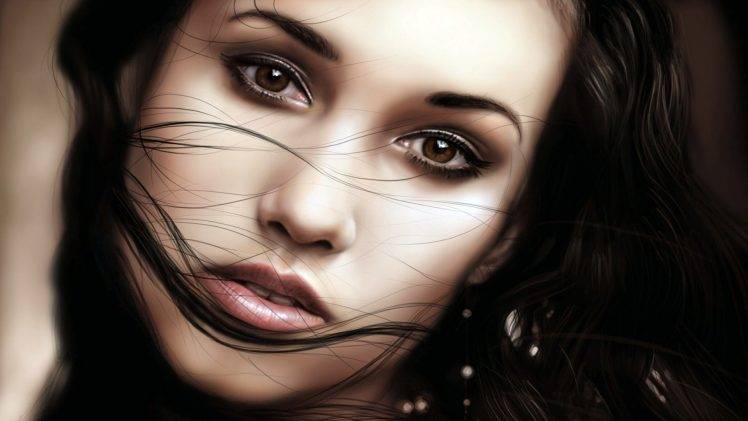 women, Digital Art, Brunette, Brown Eyes HD Wallpaper Desktop Background