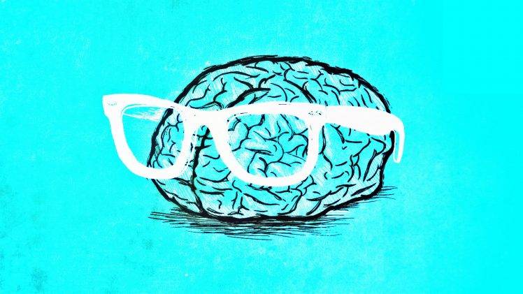 glasses, Brains, Digital Art, Turquoise HD Wallpaper Desktop Background