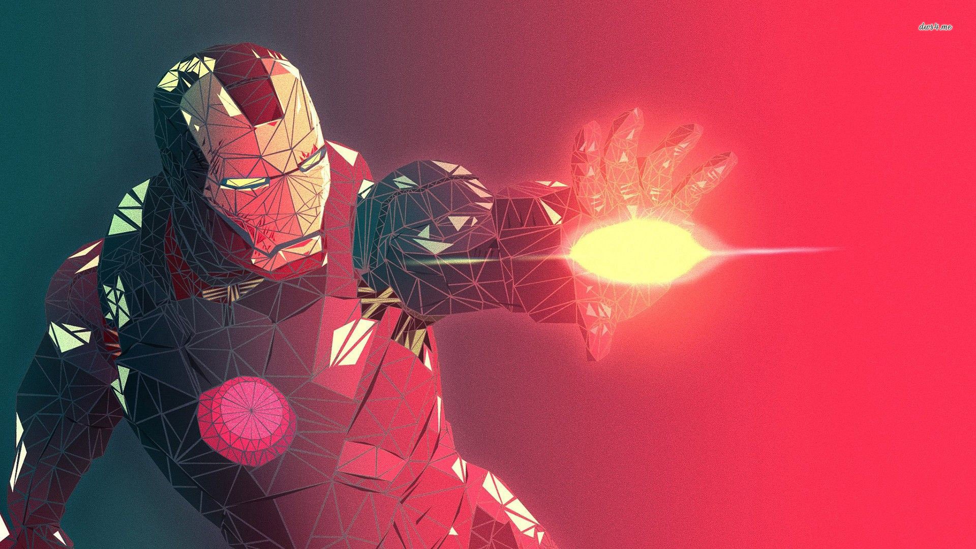 low Poly, Superhero, Iron Man, Digital Art, Artwork, Fan Art, Red