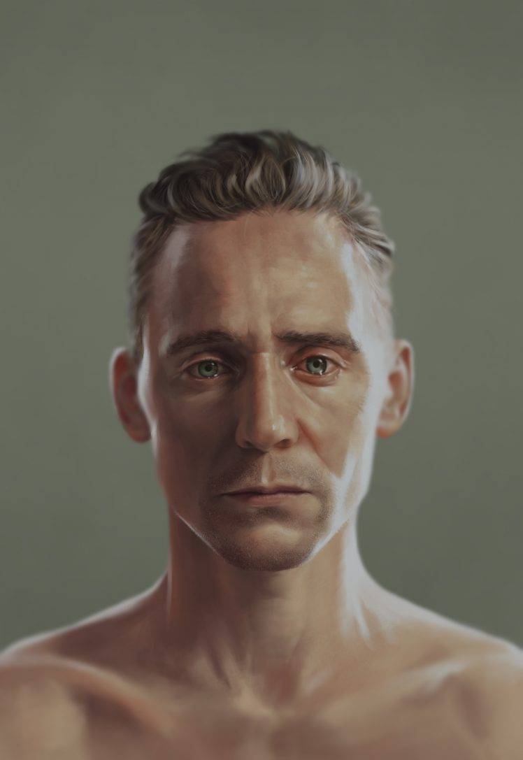 Tom Hiddleston, Actor, Men, Fan Art, Simple Background, Artwork, Digital Art, Painting HD Wallpaper Desktop Background