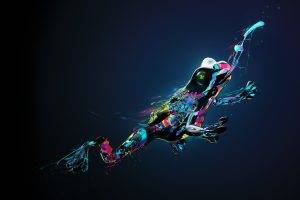 frog, Desktopography, Digital Art, Paint Splatter, Colorful