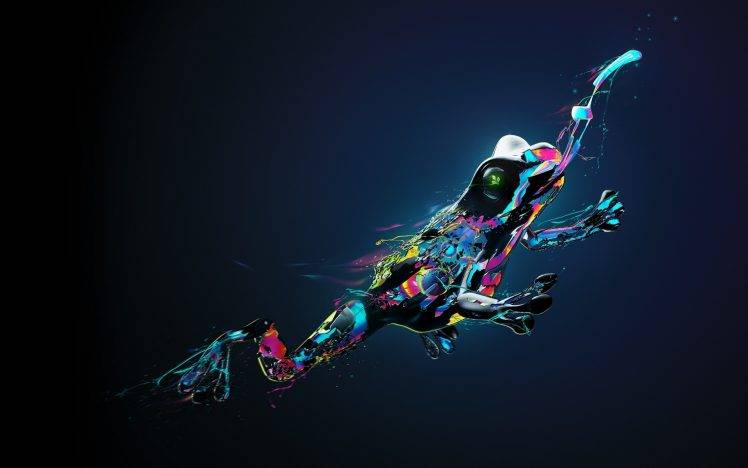 frog, Desktopography, Digital Art, Paint Splatter, Colorful HD Wallpaper Desktop Background