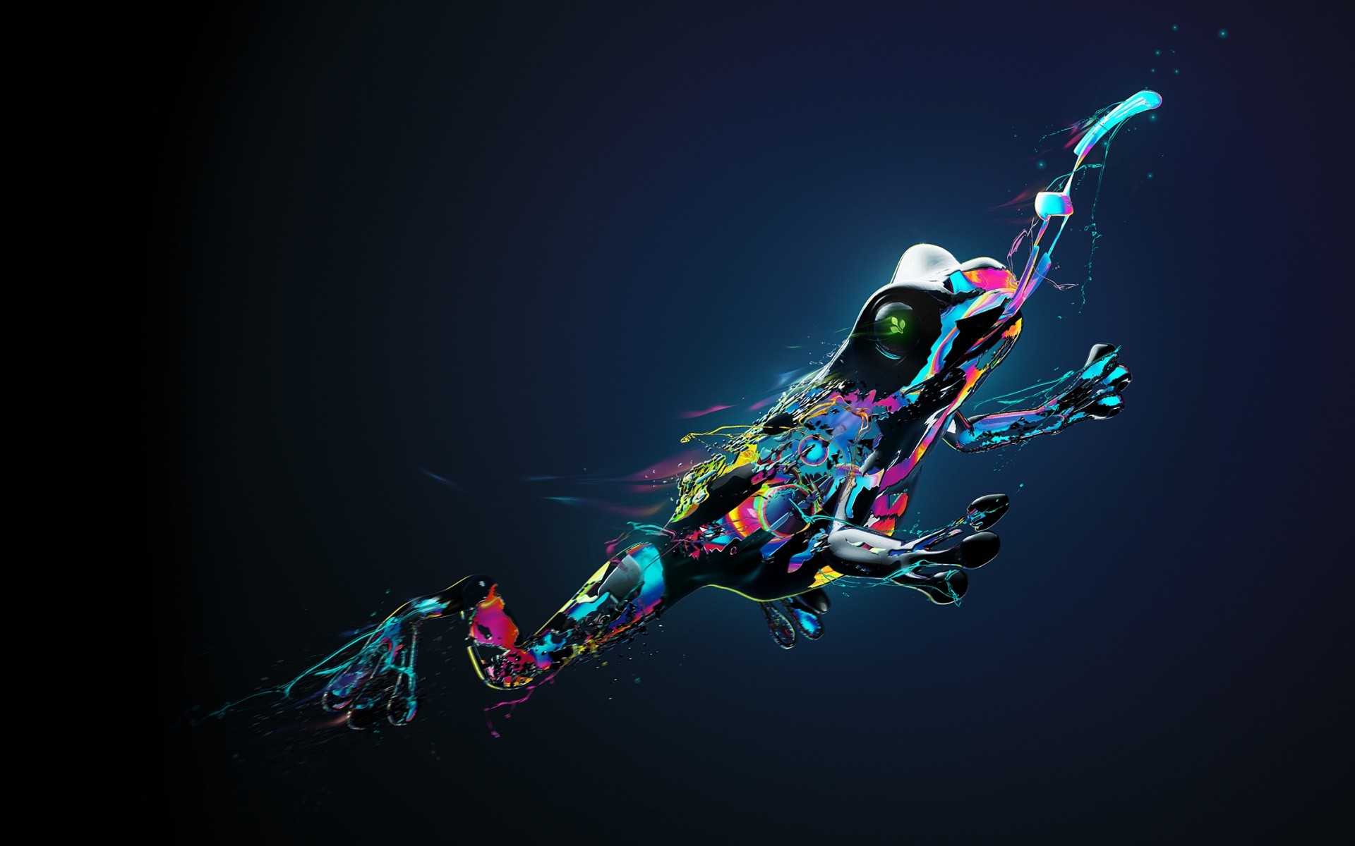 frog, Desktopography, Digital Art, Paint Splatter, Colorful Wallpaper