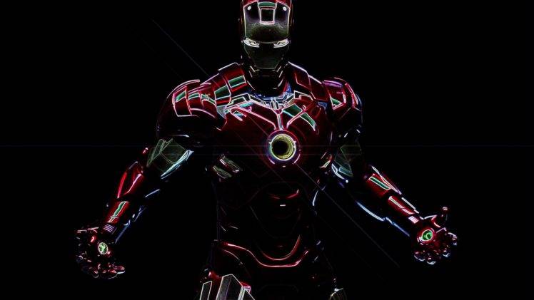 Iron Man, Superhero, Tony Stark, Robert Downey Jr., Black Background, Artwork, Digital Art HD Wallpaper Desktop Background