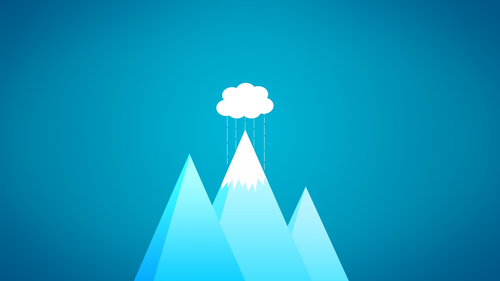 minimalism, Clouds, Mountain, Rain, Blue Background, Digital Art, Pyramid, 3D Wallpaper