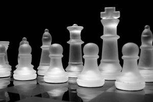 chess, Board Games, Monochrome, Digital Art, 3D, Reflection, Checkered, Black, White, Glass, Glowing, Black Background