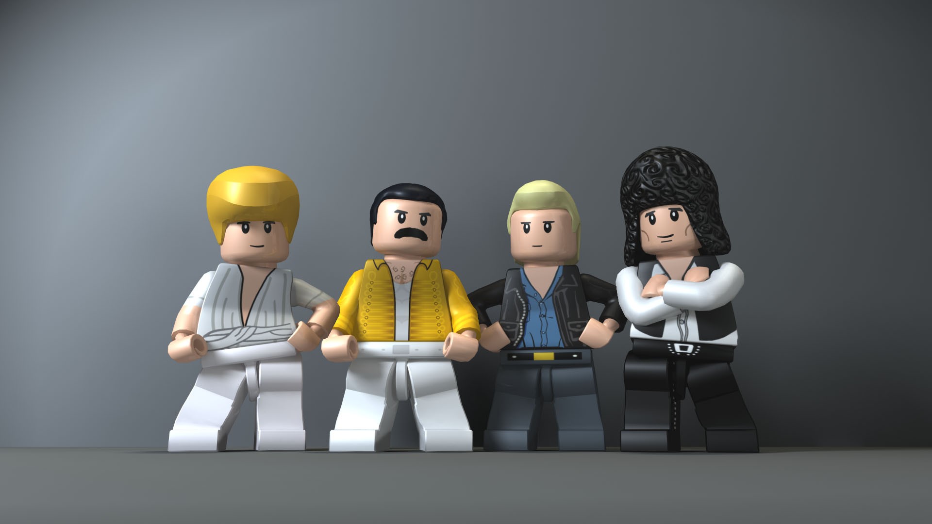 gray Background, Digital Art, LEGO, Queen, Musicians, Freddie Mercury