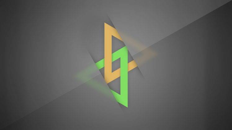 gray Background, Digital Art, Minimalism, Triangle, Yellow, Green, Lines HD Wallpaper Desktop Background