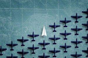 digital Art, Minimalism, Aircraft, Paper Planes, Map, Airplane, Blue Background