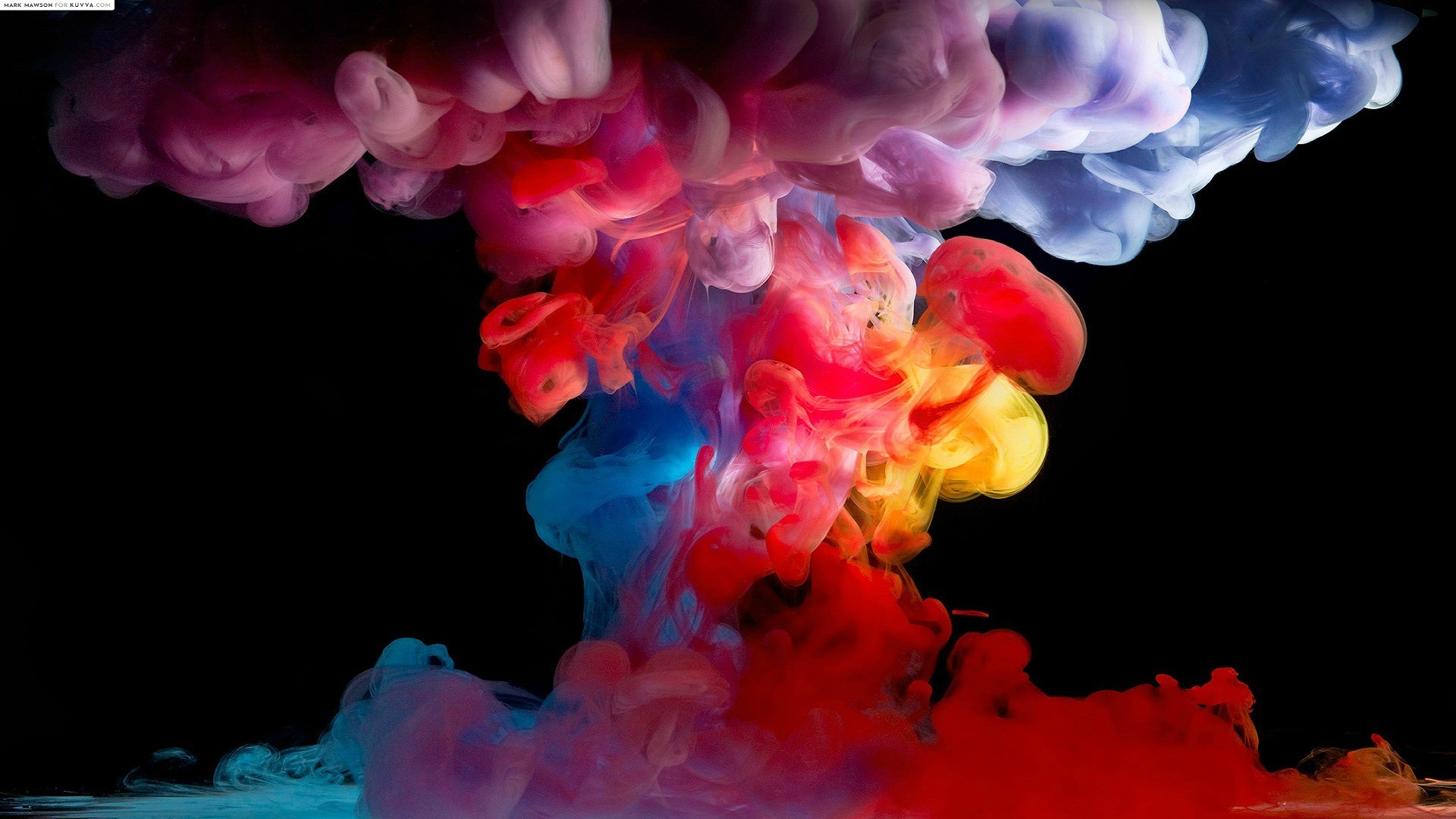 black Background, Digital Art, Colorful, Paint In Water Wallpaper