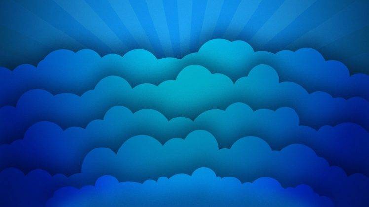 digital Art, Minimalism, Clouds, Blue, Imagination, Sun Rays HD Wallpaper Desktop Background