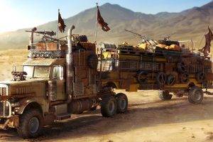 vehicle, Digital Art, Artwork, Apocalyptic, Mad Max, Trucks