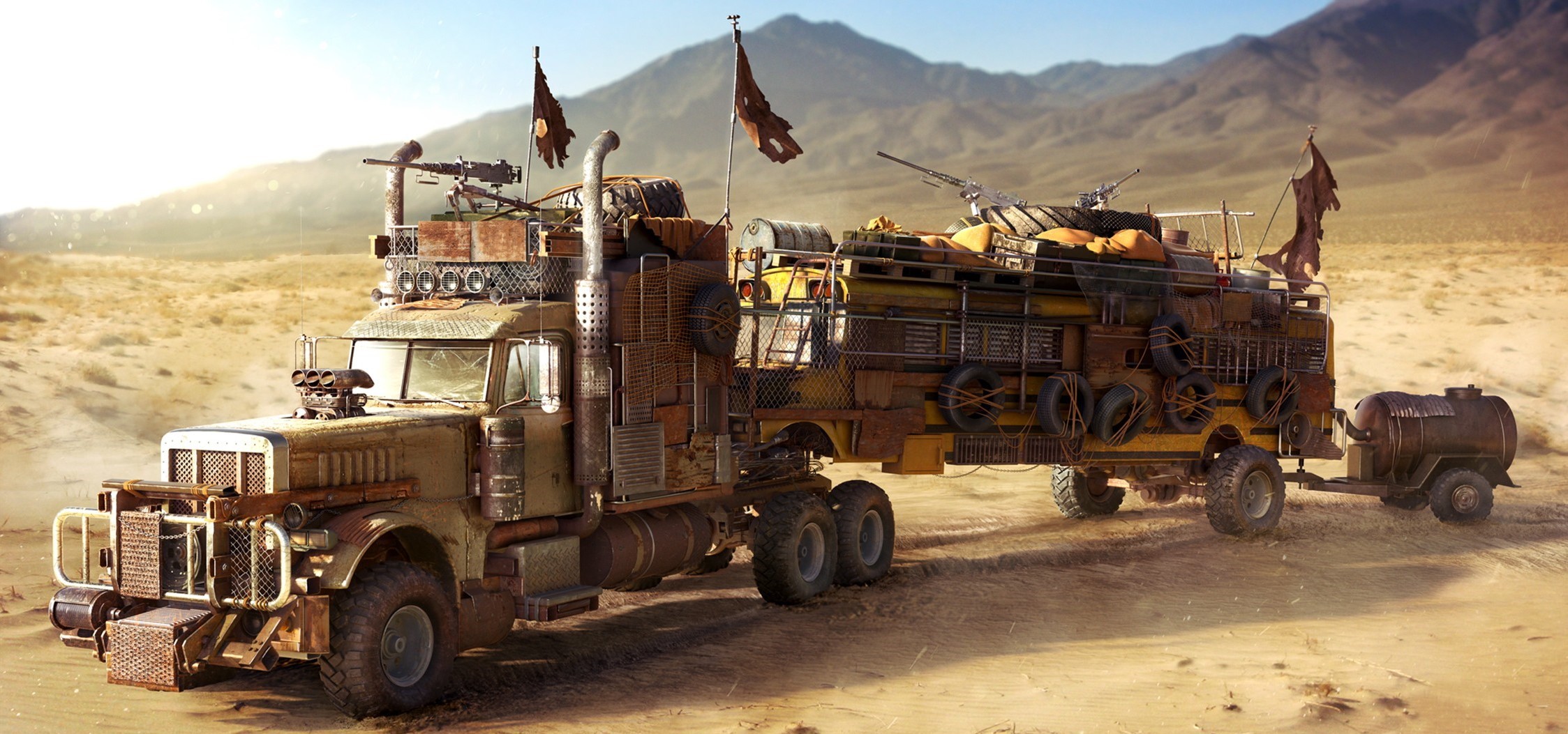vehicle, Digital Art, Artwork, Apocalyptic, Mad Max, Trucks Wallpaper