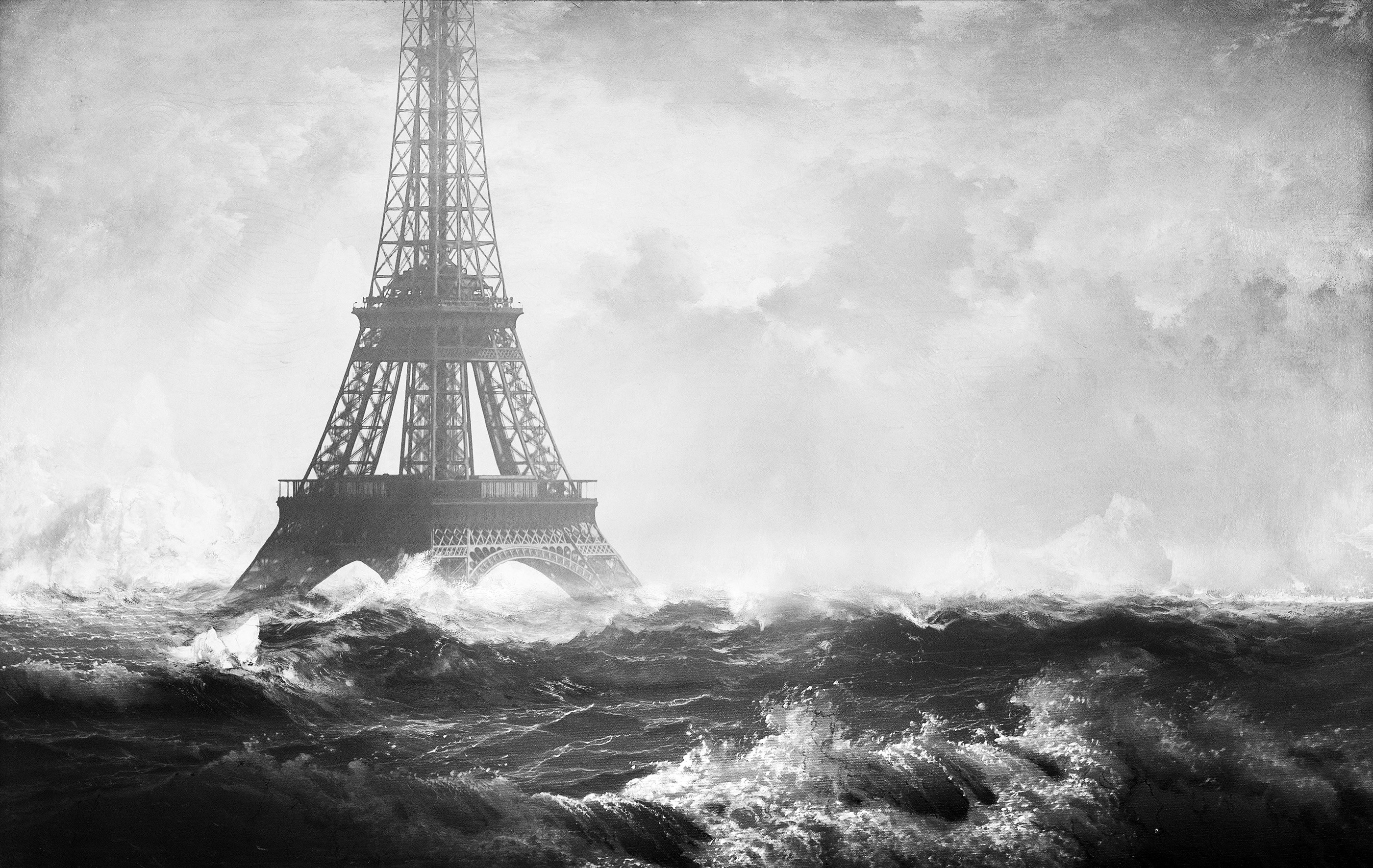 Eiffel Tower, Apocalyptic, Digital Art, Flood Wallpaper