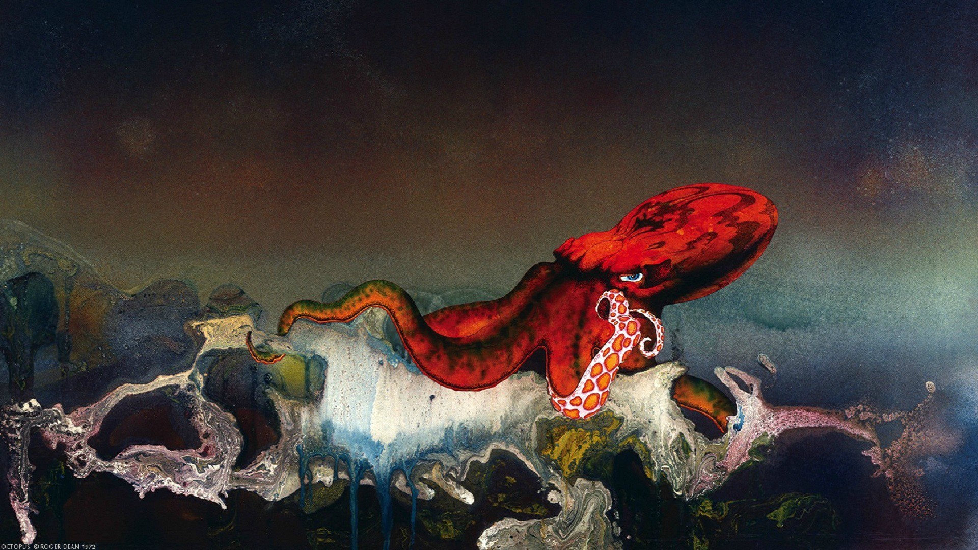 digital Art, Octopus, Ship, Roger Dean Wallpaper
