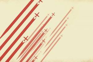 digital Art, Minimalism, Lines, Stripes, Red, Airplane, Aircraft, Simple Background