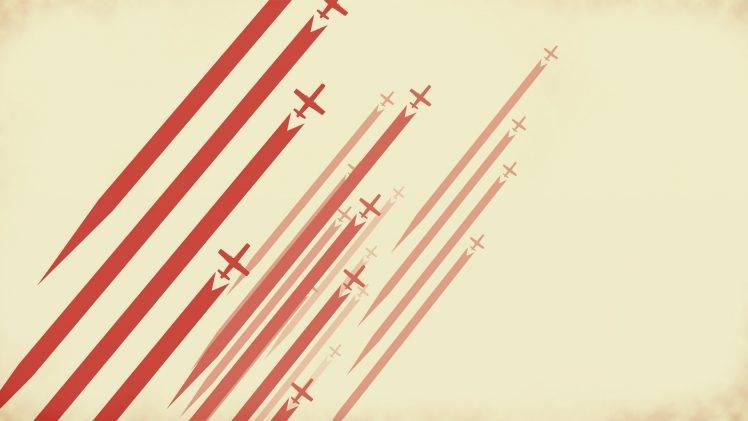 digital Art, Minimalism, Lines, Stripes, Red, Airplane, Aircraft, Simple Background HD Wallpaper Desktop Background