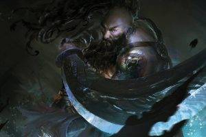 warrior, Sword, Digital Art, Artwork, Dark, Men