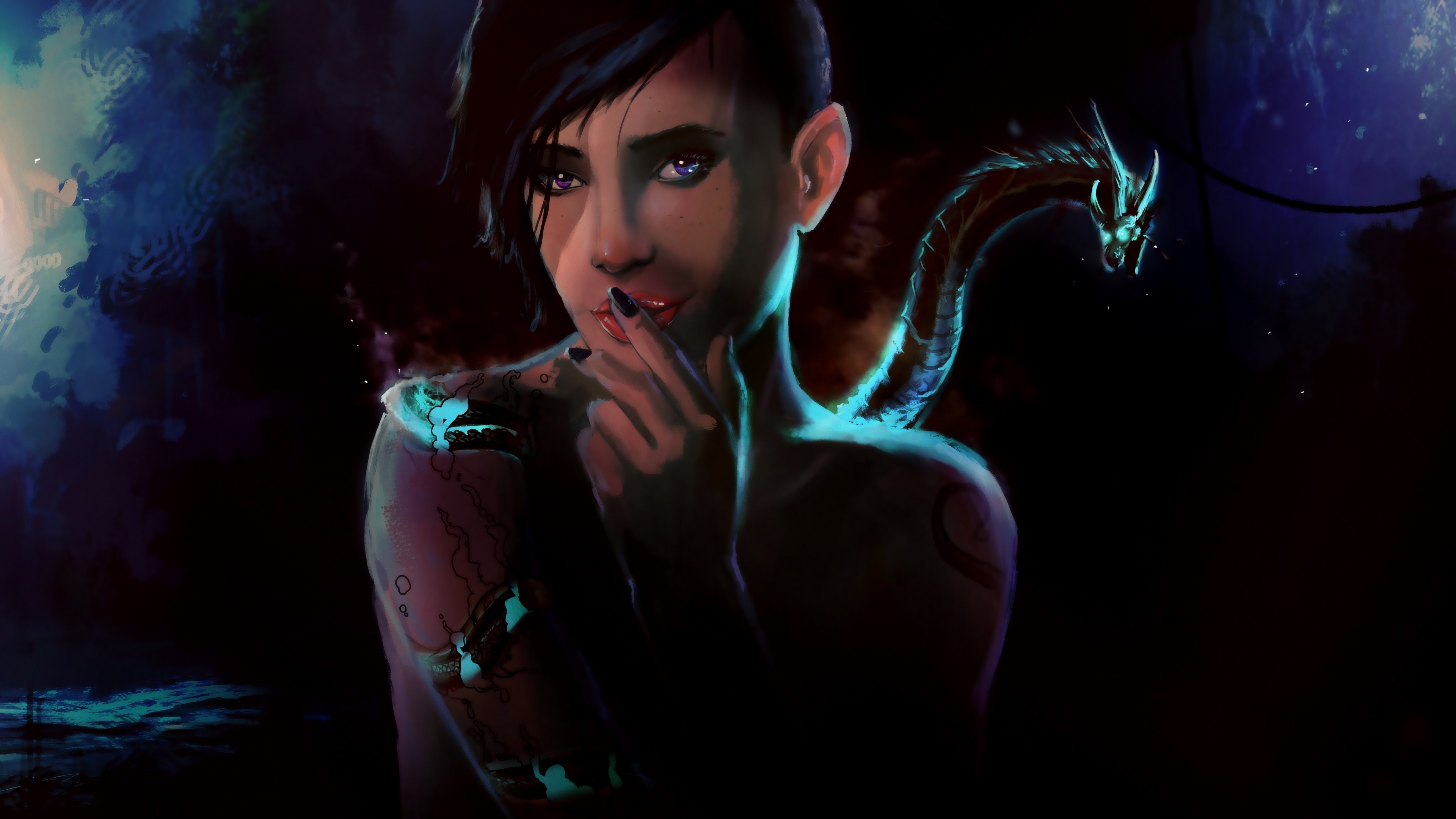 artwork, Dragon, Women, Digital Art Wallpaper