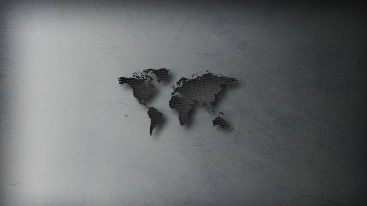 digital Art, Minimalism, Simple Background, World Map, Continents, Europe, Africa, Asia, Australia, South America, Island, North America, Scratches, Text HD Wallpaper Desktop Background