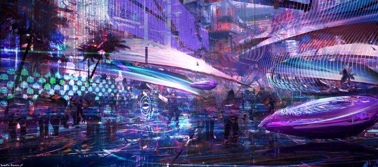 artwork, Digital Art, City, Futuristic, Cyberpunk HD Wallpaper Desktop Background