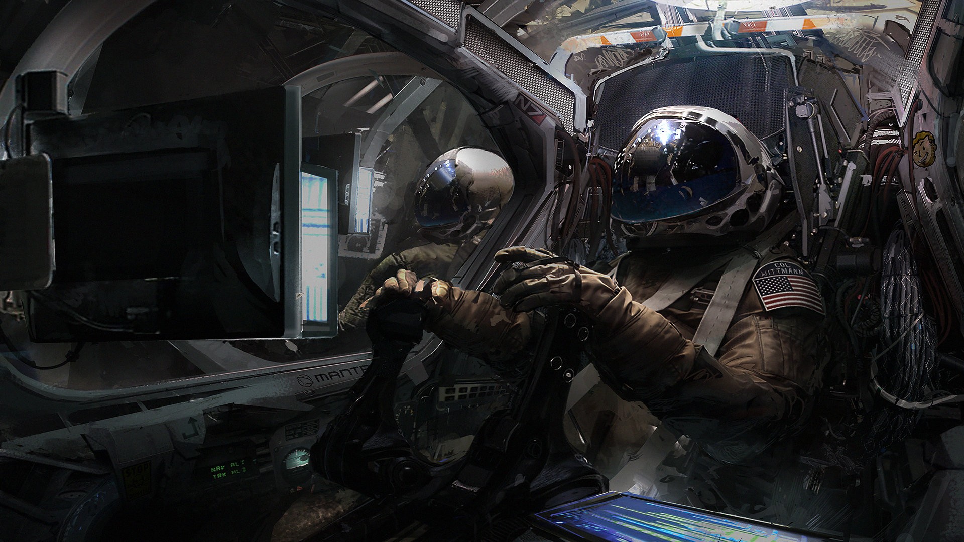artwork, Digital Art, Spaceship, Astronauts Wallpaper