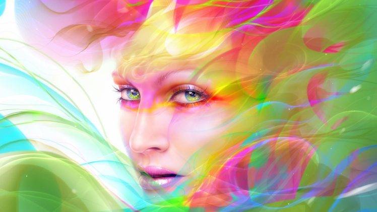face, Women, Digital Art, Colorful HD Wallpaper Desktop Background