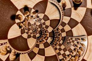 digital Art, Recursion, Chess, Pawns, Board Games, Spiral, Shadow, Surreal, Distortion, Checkered