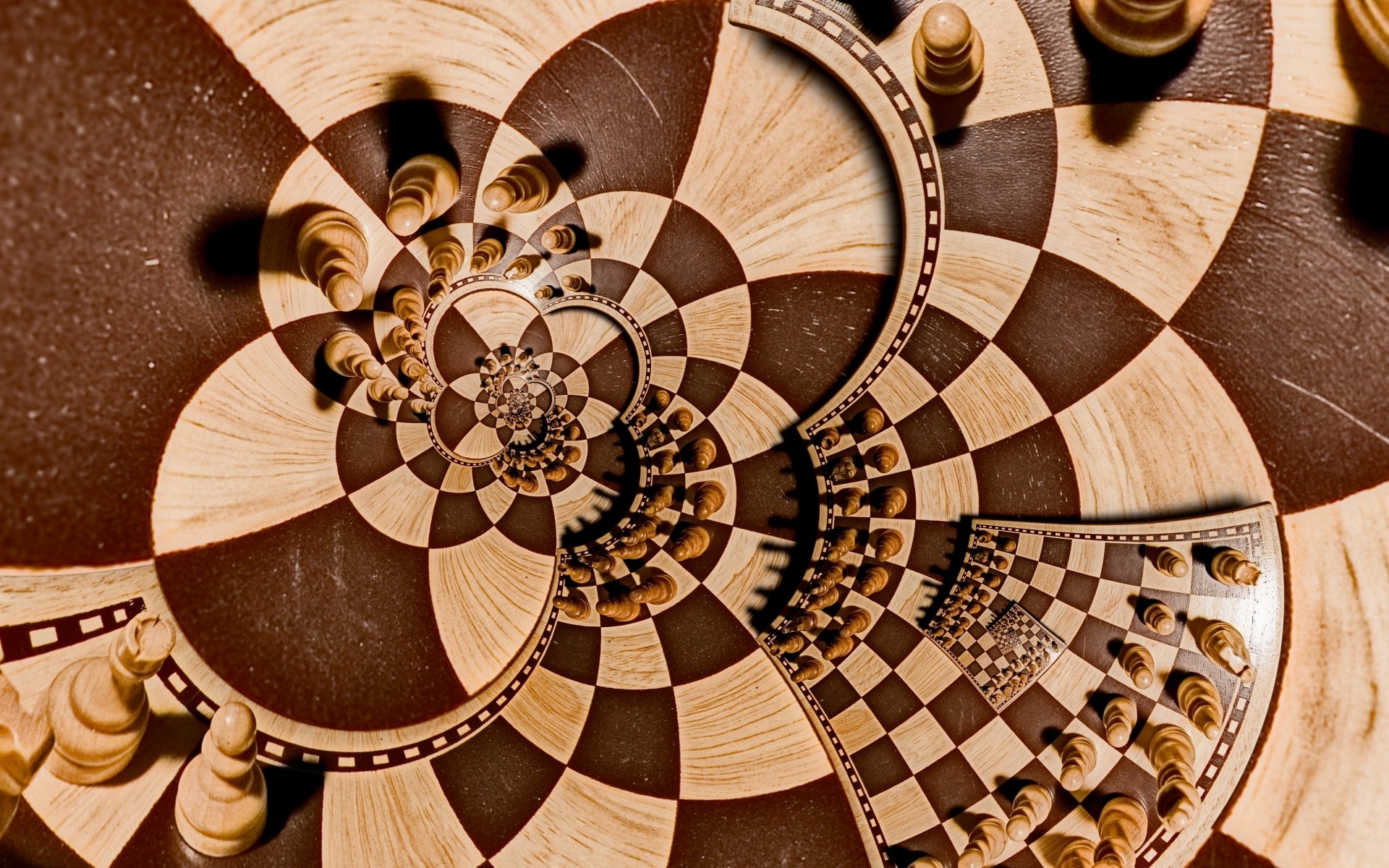 digital Art, Recursion, Chess, Pawns, Board Games, Spiral, Shadow