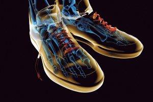 simple Background, Digital Art, Black Background, Shoes, Feet, Bones, X rays, Sneakers, Lace