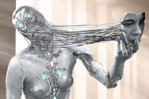 digital Art, Women, Artwork, 3D, Face, Robot, Cyborg, Skull, Metal, Wires, CGI