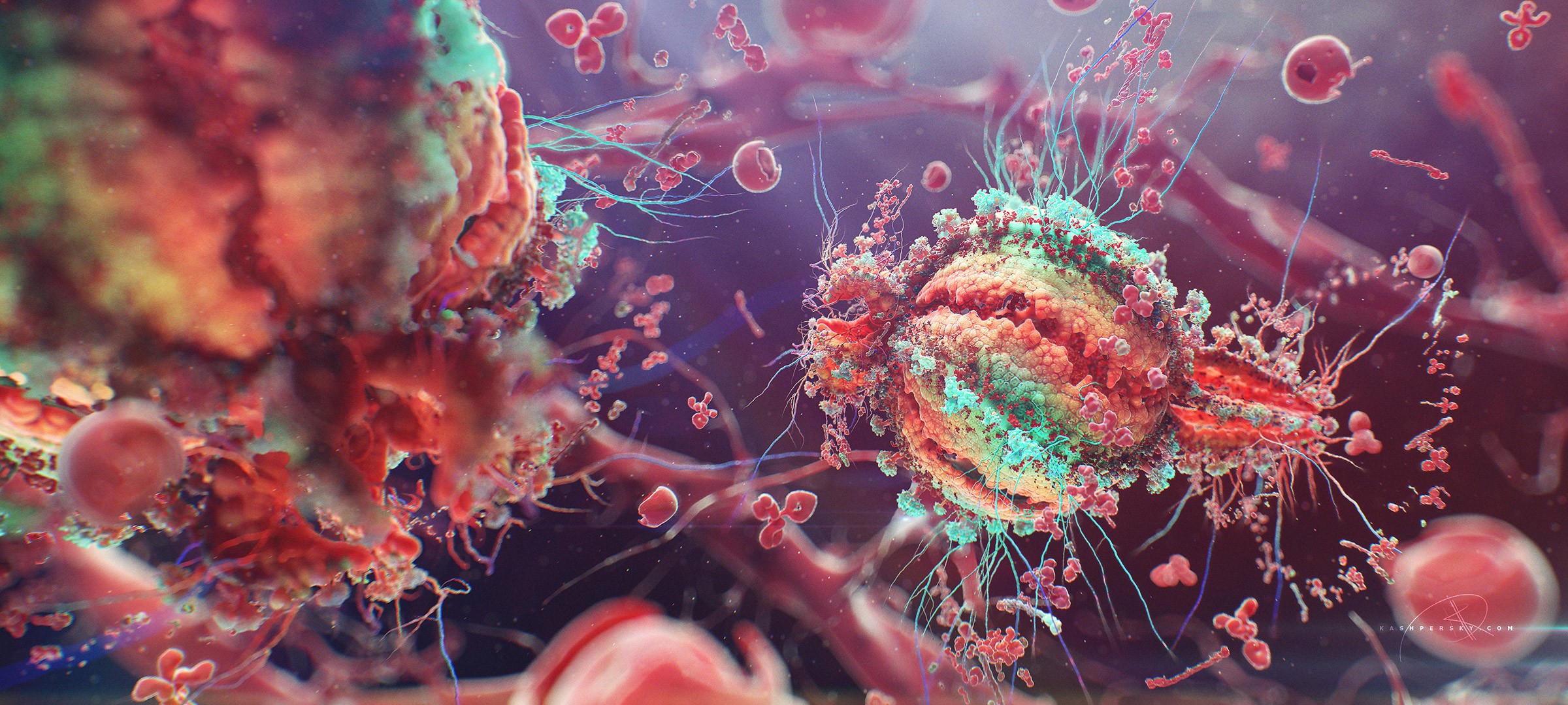 digital Art, Colorful, Macro, HIV, Cells, Disease Wallpaper