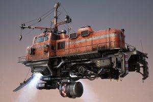 diesel Locomotives, Digital Art, Machine, Technology, Drawing, Steampunk, Engines, Floating, Simple Background, Pipes, Wheels
