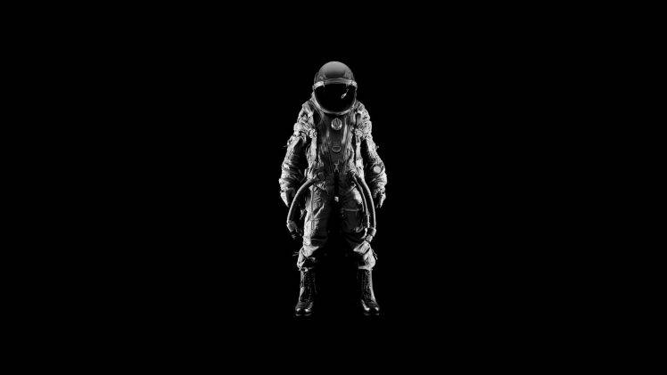 digital Art, Black Background, Minimalism, Astronaut, Helmet, Spacesuit, Monochrome, Boots HD Wallpaper Desktop Background
