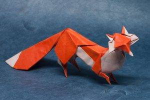 artwork, Nature, Animals, Fox, Origami, Paper, Simple Background, The Little Prince