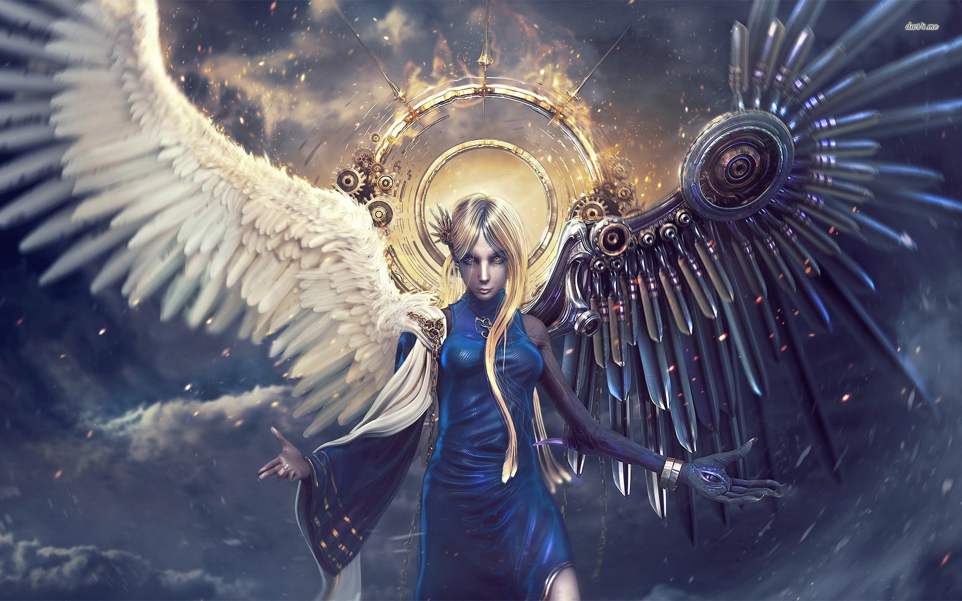 angel, Corruption, Wings, Digital Art, Long Hair Wallpaper