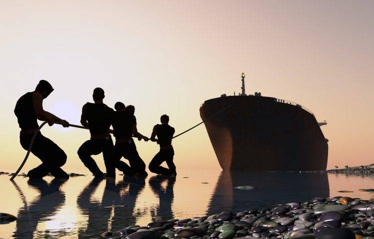 men, Wreck, Ship, Digital Art HD Wallpaper Desktop Background