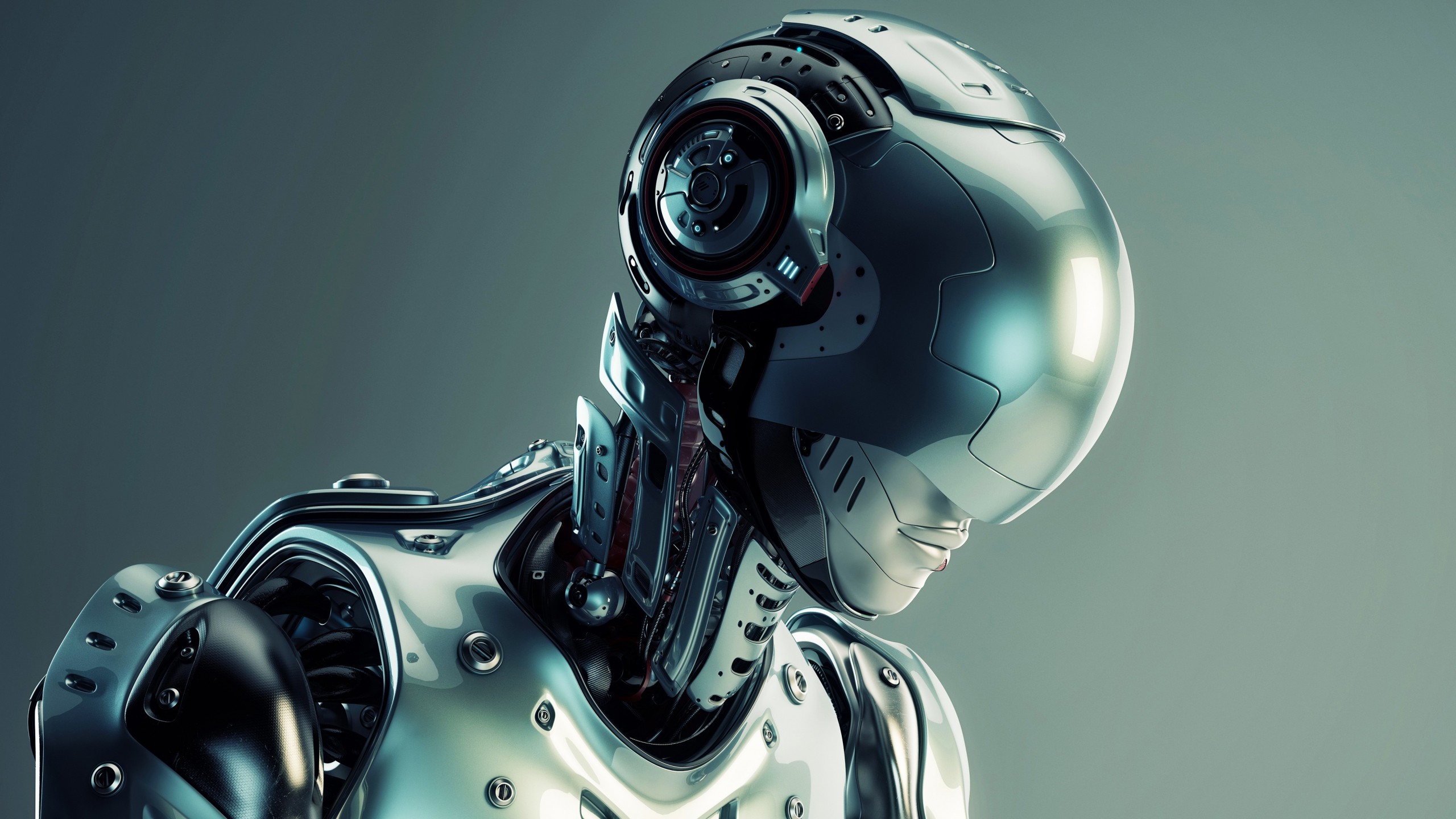 digital Art, Robot, 3D, Technology, Futuristic, Science Fiction, Metal, Simple Background, Screw, CGI Wallpaper