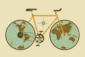 digital Art, Simple Background, Minimalism, Bicycle, World Map, Earth, Wheels, Map, Continents, North America, South America, Africa, Europe, Australia, Asia, Antarctica, Chains, Gears