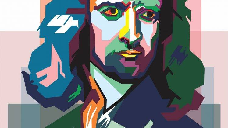 men, Face, Portrait, Isaac Newton, Digital Art, Minimalism, Physics, Scientists, Colorful HD Wallpaper Desktop Background