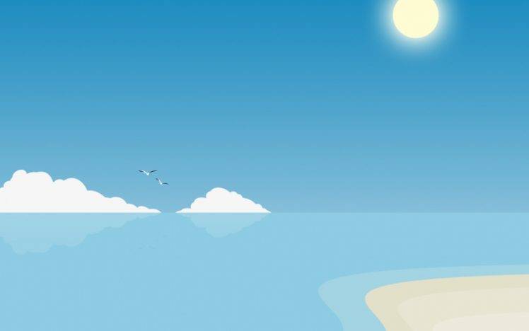 digital Art, Blue, Water, Sea, Minimalism HD Wallpaper Desktop Background