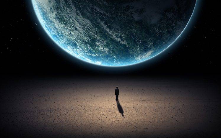 digital Art, Earth, Standing, Space HD Wallpaper Desktop Background