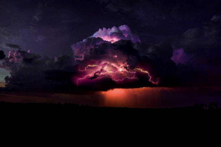 storm, Digital Art, Night, Clouds HD Wallpaper Desktop Background