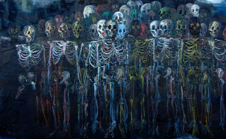 ribs, Creepy, Digital Art, Skeleton, Bones, Skull, Painting, Artwork HD Wallpaper Desktop Background
