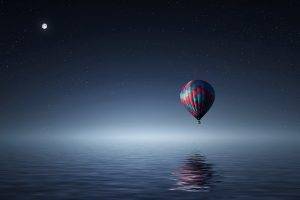 hot Air Balloons, Water, Digital Art