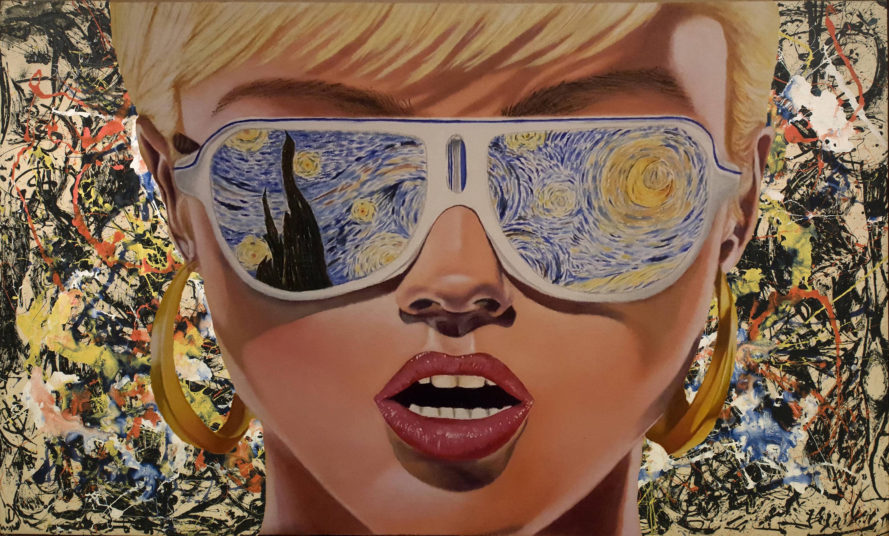 Vincent Van Gogh, Blonde, Sunglasses, 1980s, Digital Art, The Starry Night Wallpaper