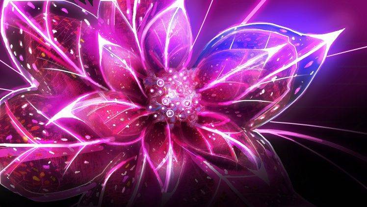 digital Art, Flowers, Lights HD Wallpaper Desktop Background