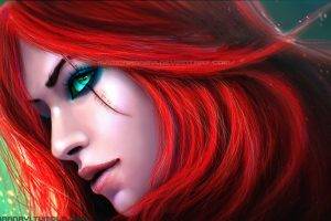 redhead, MagicnaAnavi, Green Eyes, Digital Art, Artwork, Katarina